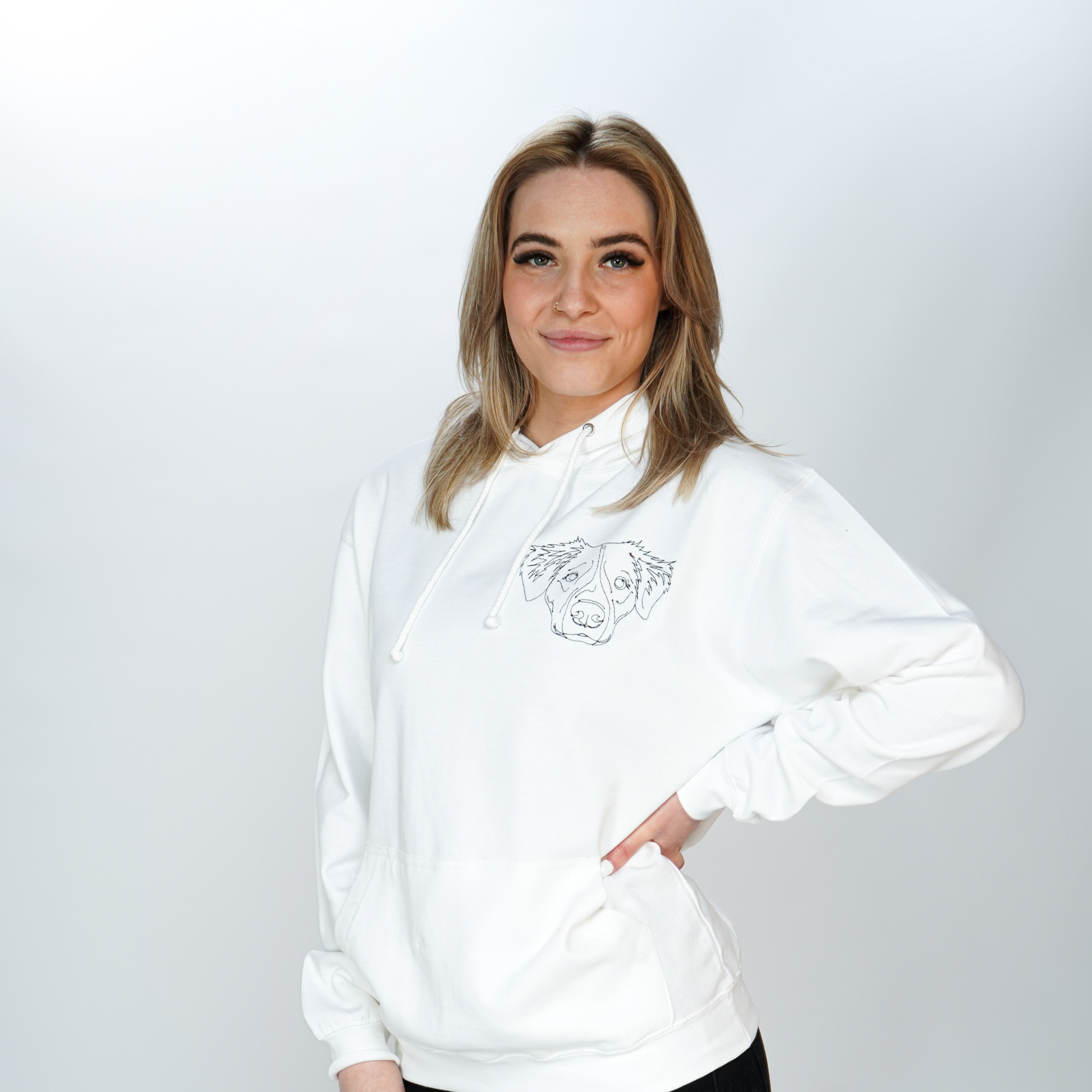 Apparel | Hoodie - Custom Line Drawing Dog Embroidery-Weardies