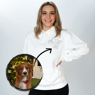 Apparel | Hoodie - Custom Line Drawing Dog Embroidery-Weardies