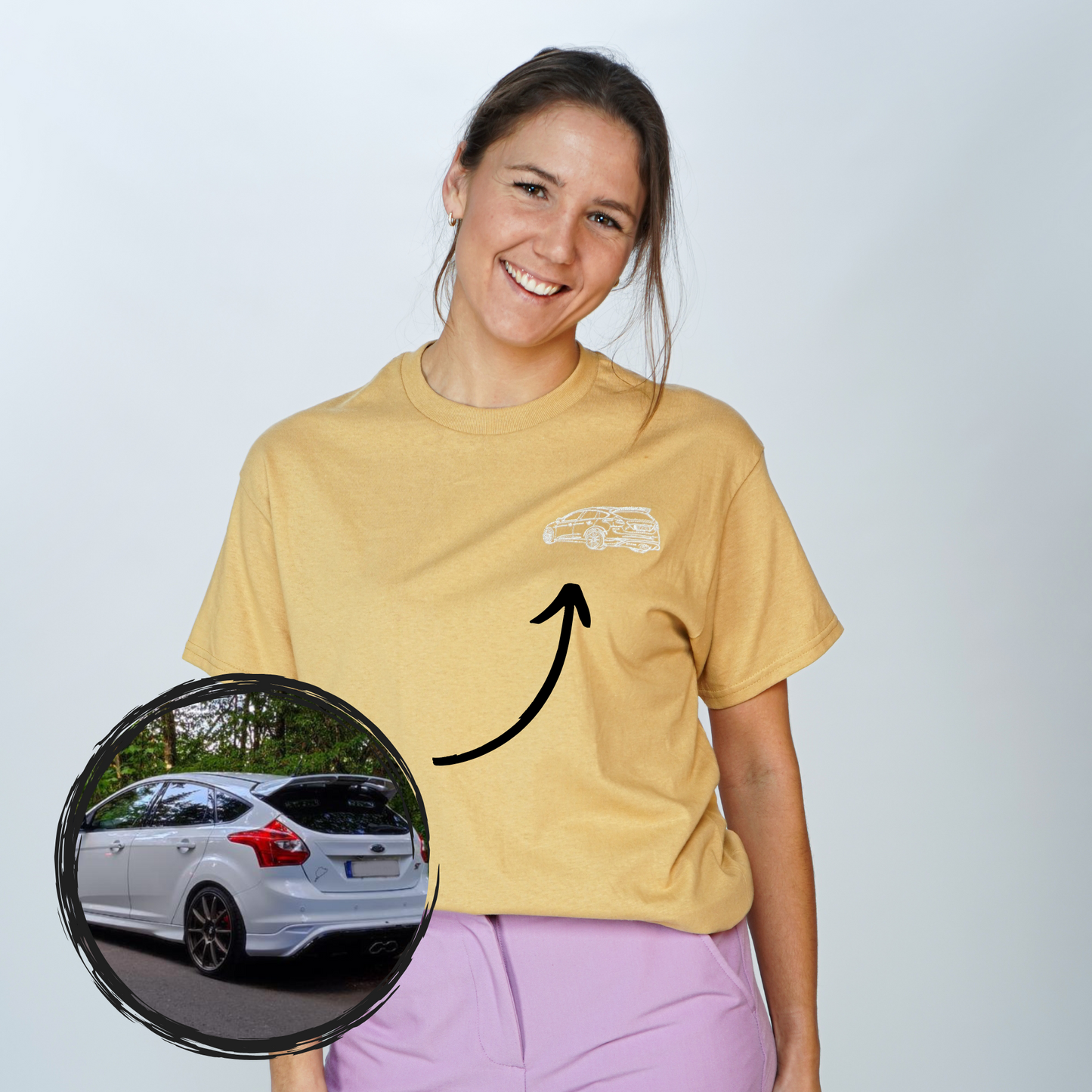 Apperal | T-shirts - Custom Car Line Drawing Embroidered