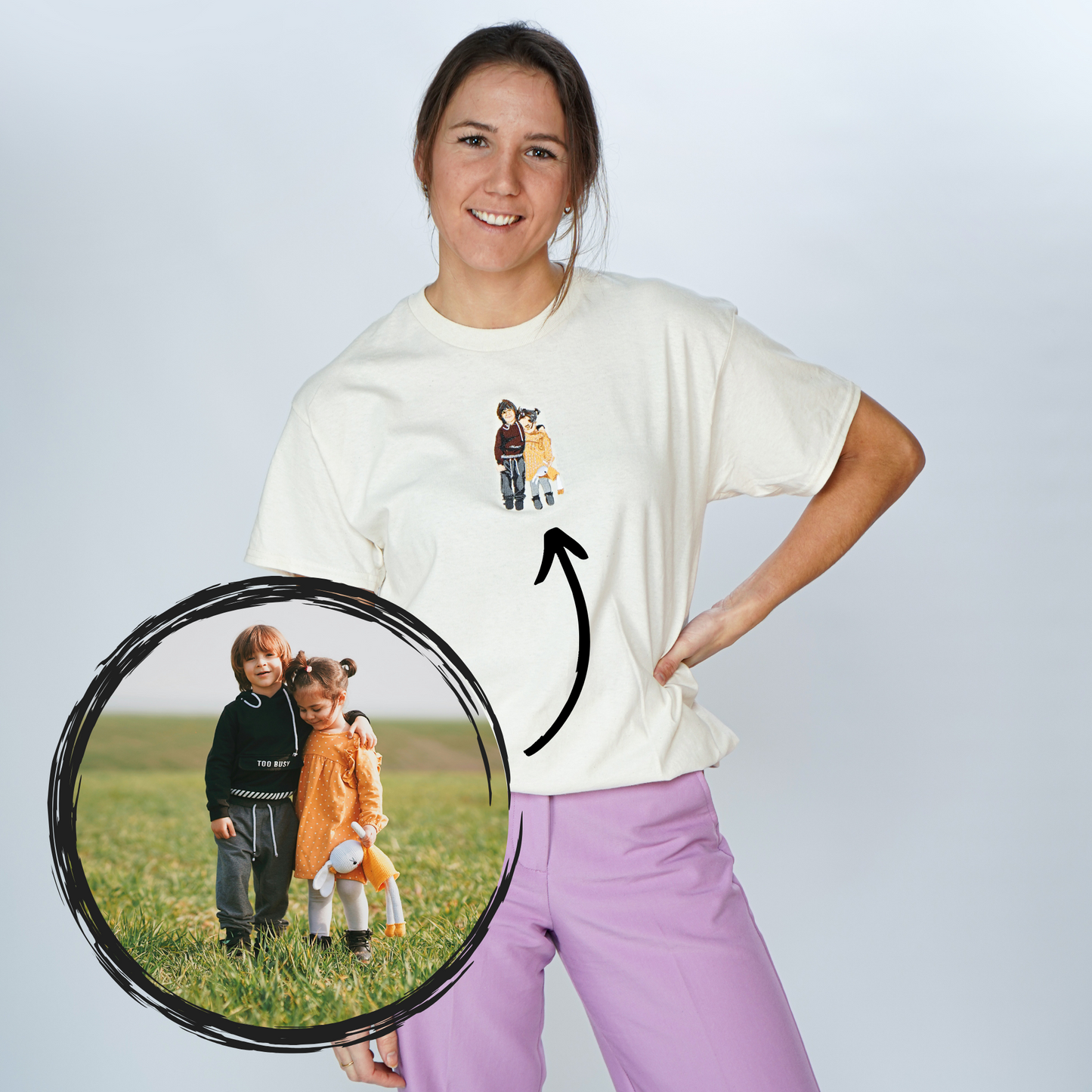 Apperal | T-shirts - Custom Drawing of Picture Embroidered