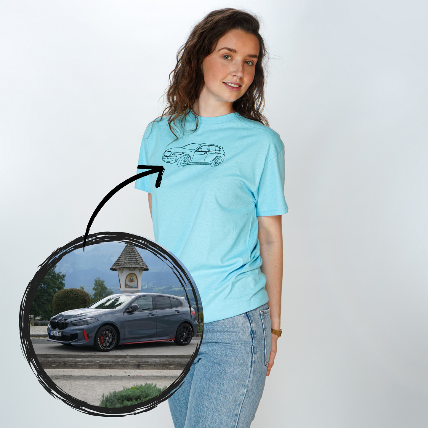 Apperal | T-shirts - Custom Car Line Drawing Printed