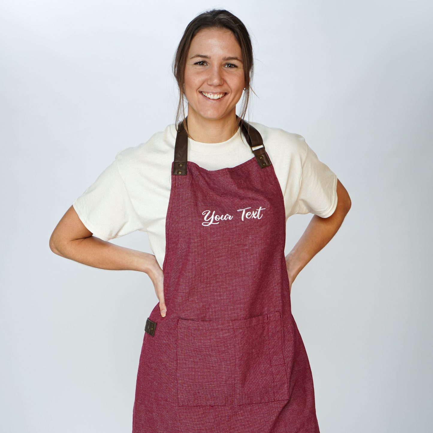 Apperal | Leather Straps Apron - Custom text Embroidery