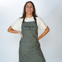 Apperal | Leather Straps Apron - Custom Text/Picture Printed